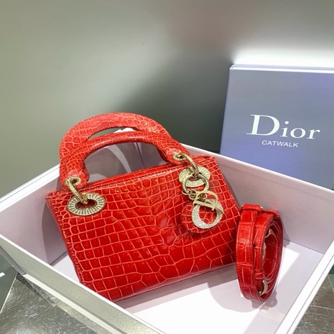 Dior迪奥 三格lady戴妃 鳄鱼皮