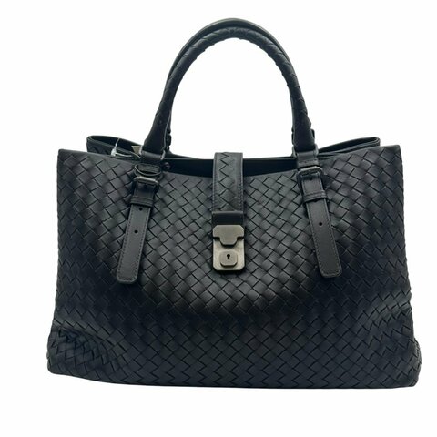 【美收精品】BOTTEGA VENETA  黑色編織Roma 羅馬手提包 D-32【隔月月中將轉賣至日本 上架期限30天】