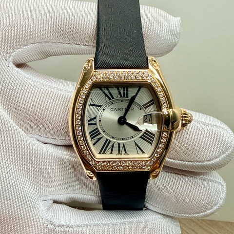 CARTIER  Roadster Classic 18K黃金鑽錶 WE500160 小型款 原廠金扣⁠
