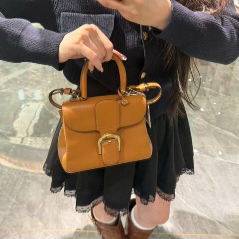 Delvaux Brillant MINI 牛皮兩用包 焦糖色