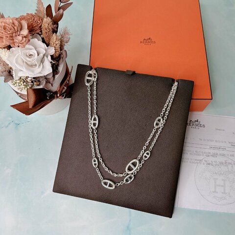 HERMES 豬鼻純銀160長項鍊