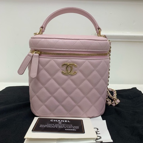 Chanel櫻花粉化妝包 有鏡有膜