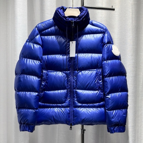 Moncler 盟可睞 羽絨服 徽標 可拆卸兜帽 拉鍊 抽繩 立領 白鵝絨 深藍色