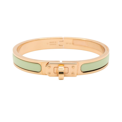 HERMES 愛馬仕 Mini Clic Kelly 手環 綠色琺瑯 金色鍍金 H200004F