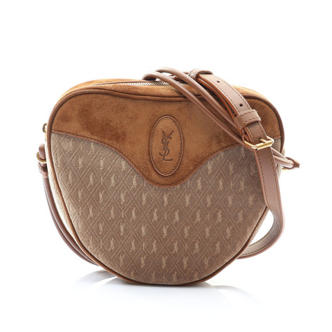 SAINT LAURENT YSL 聖羅蘭 Coeur Bag 肩背包 棕色 絨面革 675260