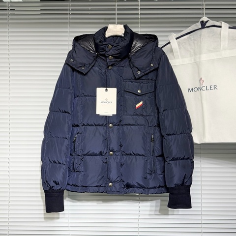 Moncler 盟可睞 羽絨服 0碼 彩條 可拆卸帽子 錦綸面料 鵝絨 深藍色