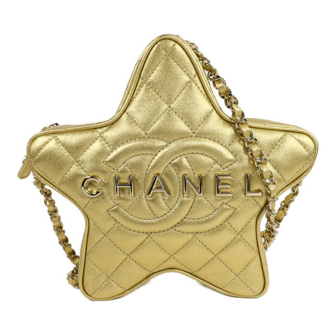 CHANEL 羊皮皮革Matelasse Star鏈帶肩背袋