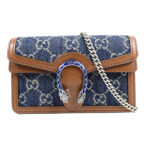 GUCCI 牛仔布Dionysus Super Mini鏈帶肩背袋