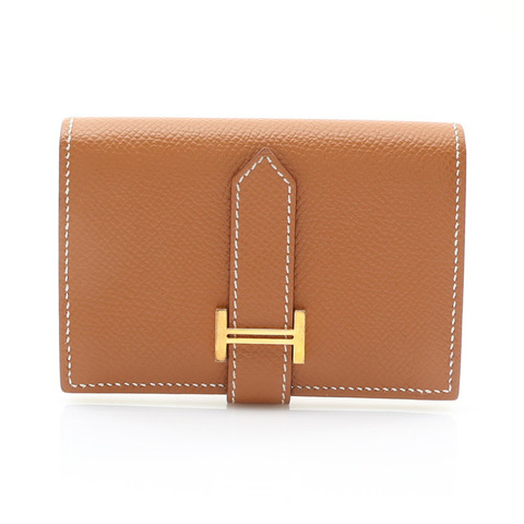 HERMES 愛馬仕 Bearn Mini 短夾 金棕色 Epsom牛皮 Z刻 金扣 H039796CC