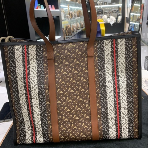 BURBERRY 博柏利 老花條紋托特包 男女同款