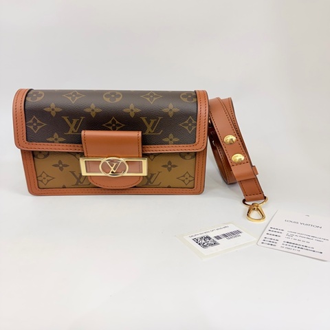 LV 雙色原花達芙尼mini Dauphine 肩斜背包