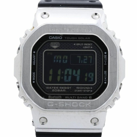 卡西歐 G-SHOCK 全金屬 5000 系列 GMW-B5000-1JF 黑色銀色不銹鋼男士數位手錶