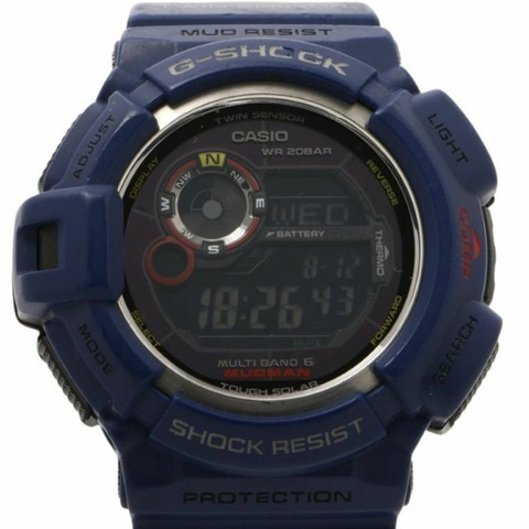 卡西歐 G-SHOCK Master of G 男士海軍藍 Mudman GW-9300NV-2JF 手錶，黑色/海軍藍，樹脂/不銹鋼錶殼，男士數位手錶