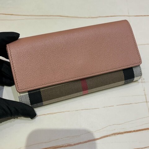 BURBERRY Halton 經典格紋拼接翻蓋釦式長夾