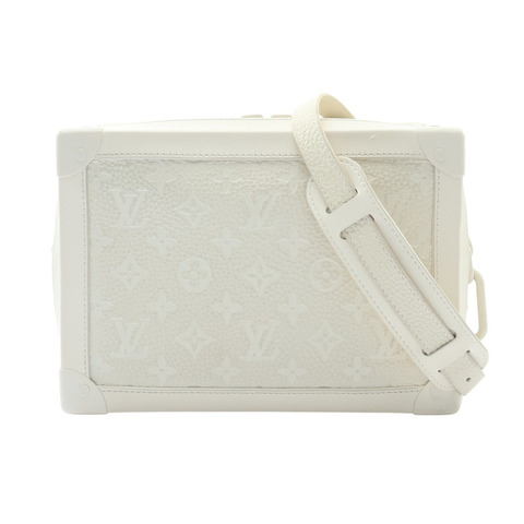 LOUIS VUITTON LV 路易威登 Soft Trunk 肩背包 粉筆白 原花壓紋牛皮 M53287