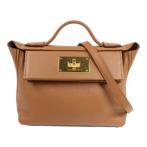 HERMES Clemence皮革24/24 Mini手挽肩背兩用袋Gold