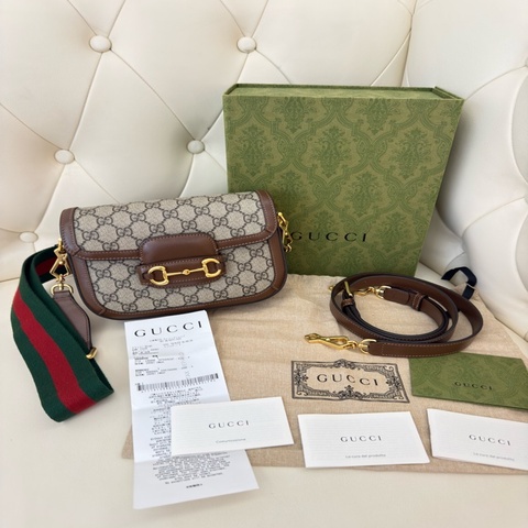 極新GUCCI Horsebit 1955 medium shoulder bag咖啡色1955系列小號斜背包658754