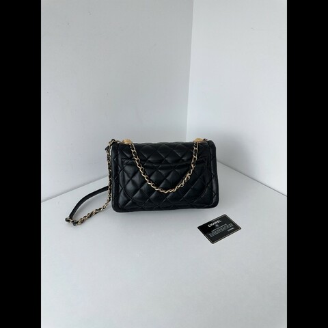 98♥️Chanel 黑色金扣豆腐包