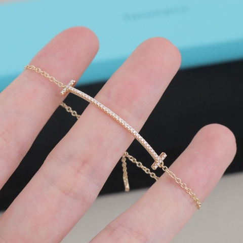 Tiffany Smile微笑系列 18k玫瑰金 滿鑽手鏈