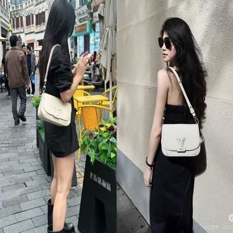 路易威登/Louis Vuitton Buci 白色水波紋斜挎包 24.5 x 15.5 x 9  芯片款