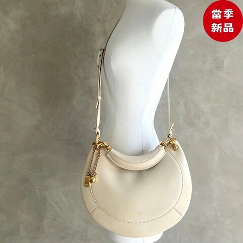 ⏰當季全新品 專櫃7萬5千2🌺Chloe Banana Zipped 納帕小羊皮肩背包 Milk 牛奶色/付長肩帶