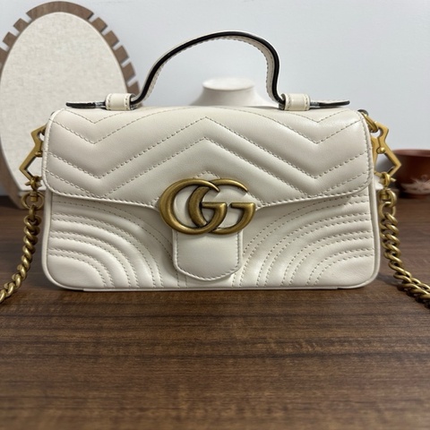 Gucci 古驰白色马蒙手提斜挎包～