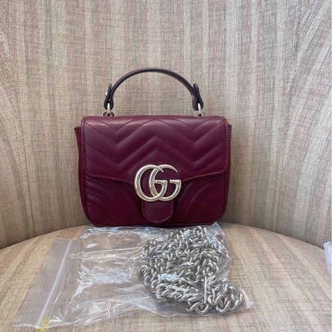古馳/Gucci GG Mini馬蒙包 安可拉紅