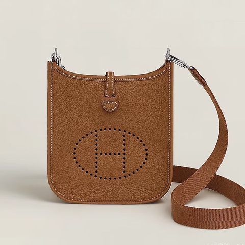 #近新閒置 #金棕色銀扣 愛馬仕Hermes mini evelyne 16cm迷你伊芙琳