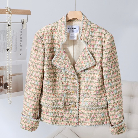 CHANEL Tweed Jacket 花卉彩色花呢外套 Size42