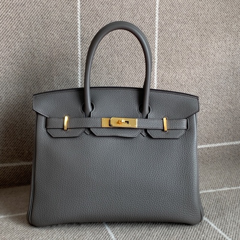 Hermes 愛馬仕birkin30錫器灰金扣 D刻 togo皮