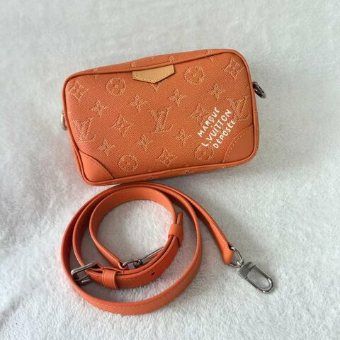 🧡LV 路易威登 Trocadero 相機包斜挎包老花 橙色銀扣