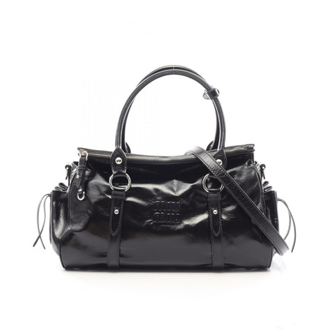 Miu Miu VITELLO SHINE 單肩斜背包 5BA3282A44F0002 黑色皮革