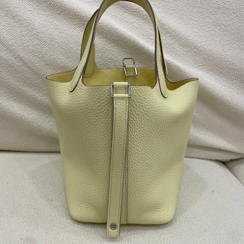 【稀有色】愛馬仕 Hermès Picotin 18 菜籃子 米爾頓黃 TC皮 銀扣｜全新｜W刻