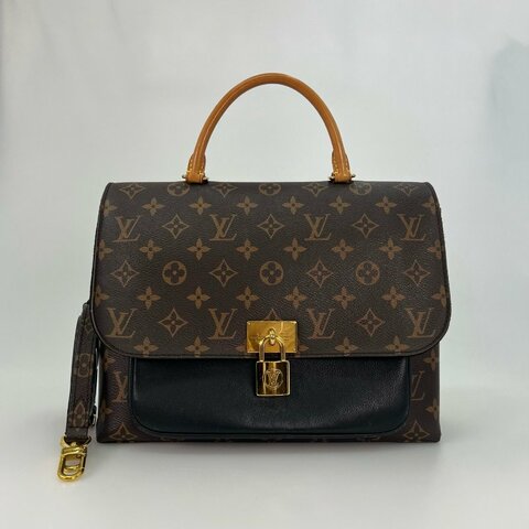 LV M44259  老花拚黑色手提肩背包