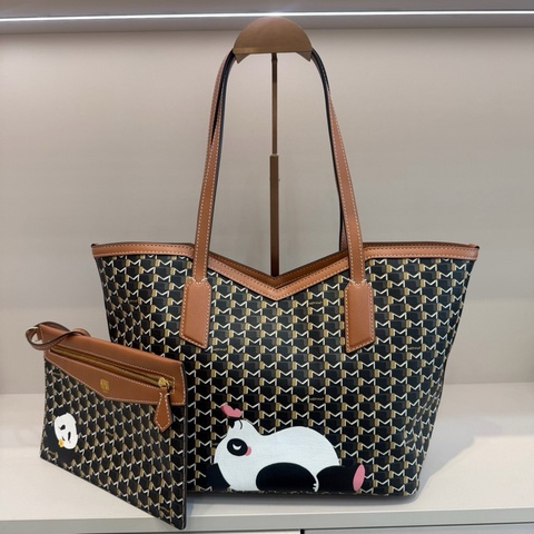 Moynat 莫奈 棕色老花 Canvas托特包購物袋單肩包