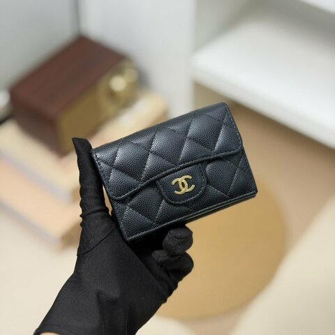 🏷️Chanel 香奈兒．Coco Mini 三折短夾 荔枝牛金扣