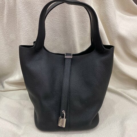 【經典黑銀】愛馬仕 Hermès Picotin 26 菜籃子 黑色 TC皮 銀扣｜X刻
