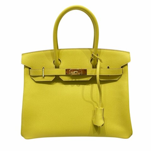 HERMES 愛馬仕 BIRKIN 30 手提包 檸檬黃 金釦