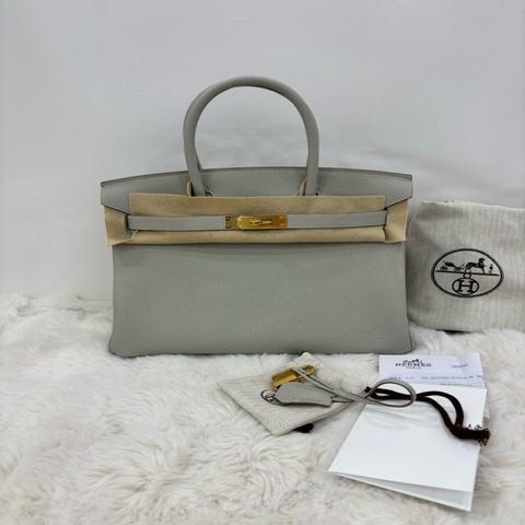 Hermes 愛馬仕 birkin 30 珍珠灰金扣 togo皮 U刻 閒置 有購證