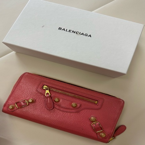 日本名古屋購入 Balenciaga 粉紅玫瑰金扣長皮夾