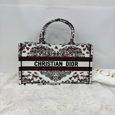 Dior 迪奧 中號 Dioramour Book Tote 手袋 奶白色圖案刺繡釐米 24年編碼