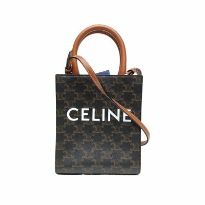 CELINE Cabas 豎款手袋 Mini 凱旋門印花 褐色 人造革
