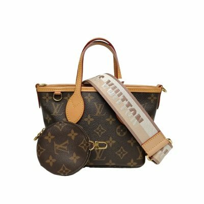 LOUIS VUITTON Neverfull BB 24 配子袋 可拆卸米棕寬肩帶 老花 PVC 金扣 晶片