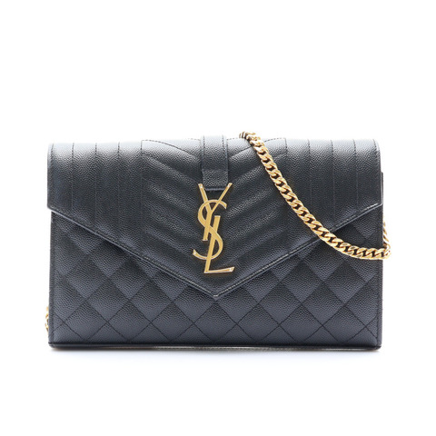 黑色 牛皮 Envelope WOC 鏈帶 肩背包【SAINT LAURENT YSL 聖羅蘭】 600195