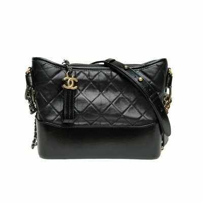 CHANEL GABrIELLE 流浪 新中號 26cm 黑色 牛皮晶片開 金銀扣