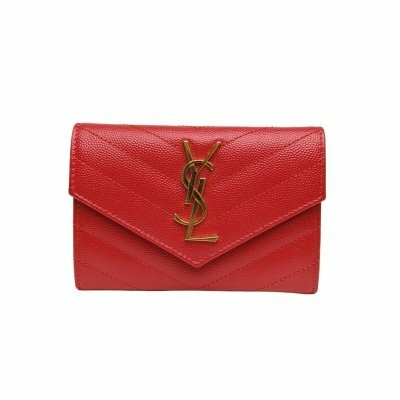 SAINT LAURENT 紅色 牛皮卡包