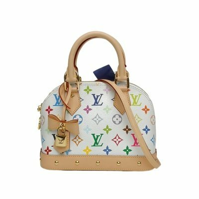 LOUIS VUITTON ALMA 貝殼包 村上隆聯名 BB 23.5 白三彩 PVC 晶片