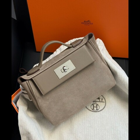 Hermès Mini 24/24 in Étoupe Suede Teddy xphw