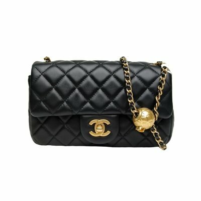 CHANEL CF 口蓋包 大Mini 20cm 黑色 皮革S 30開 金扣 金球調節扣肩帶