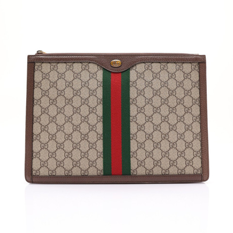 GUCCI 古馳 Ophidia Portfolio Clutch 烏木色 GG Supreme帆布 523359